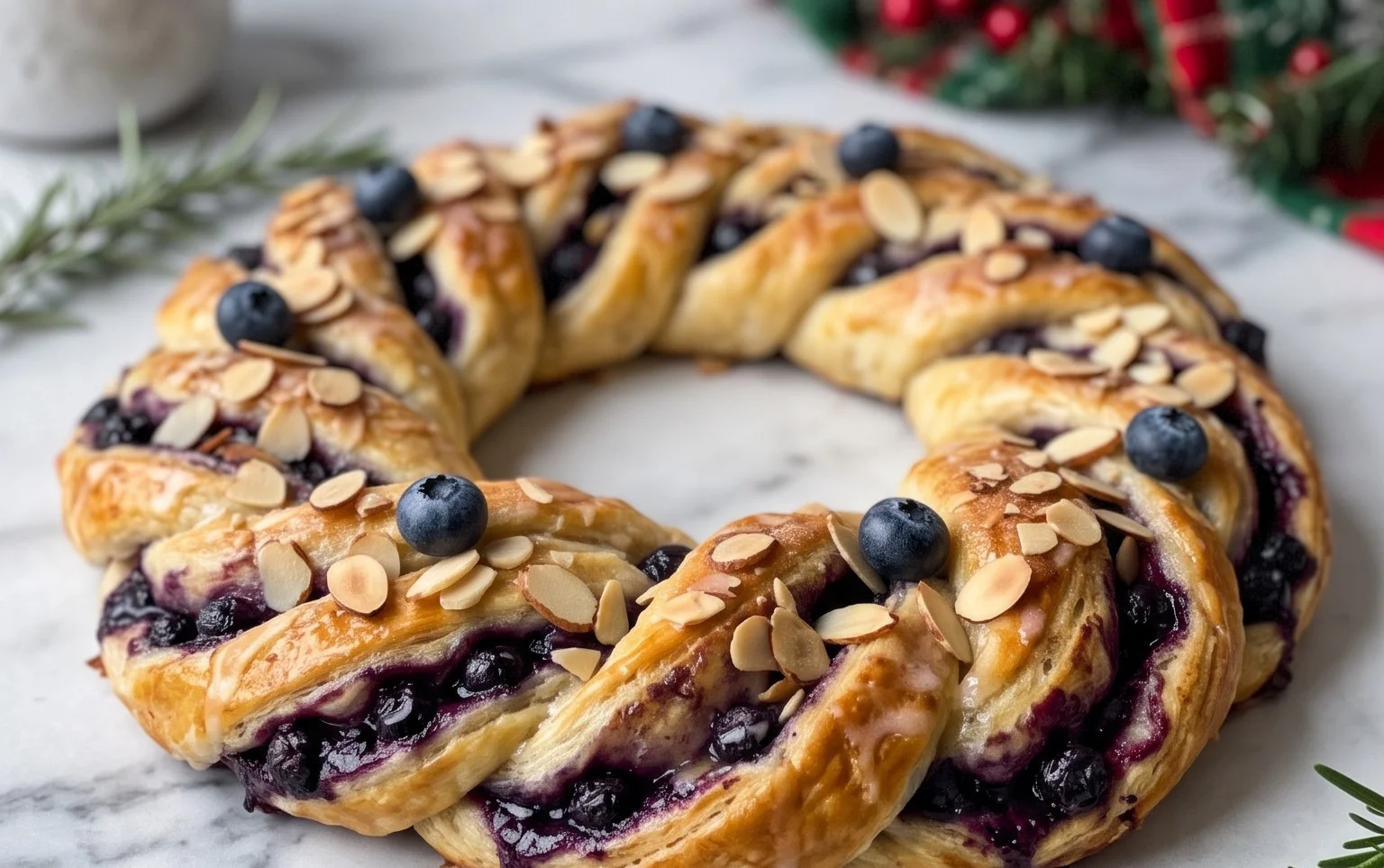 Couronne Noël Myrtilles Amandes Facile