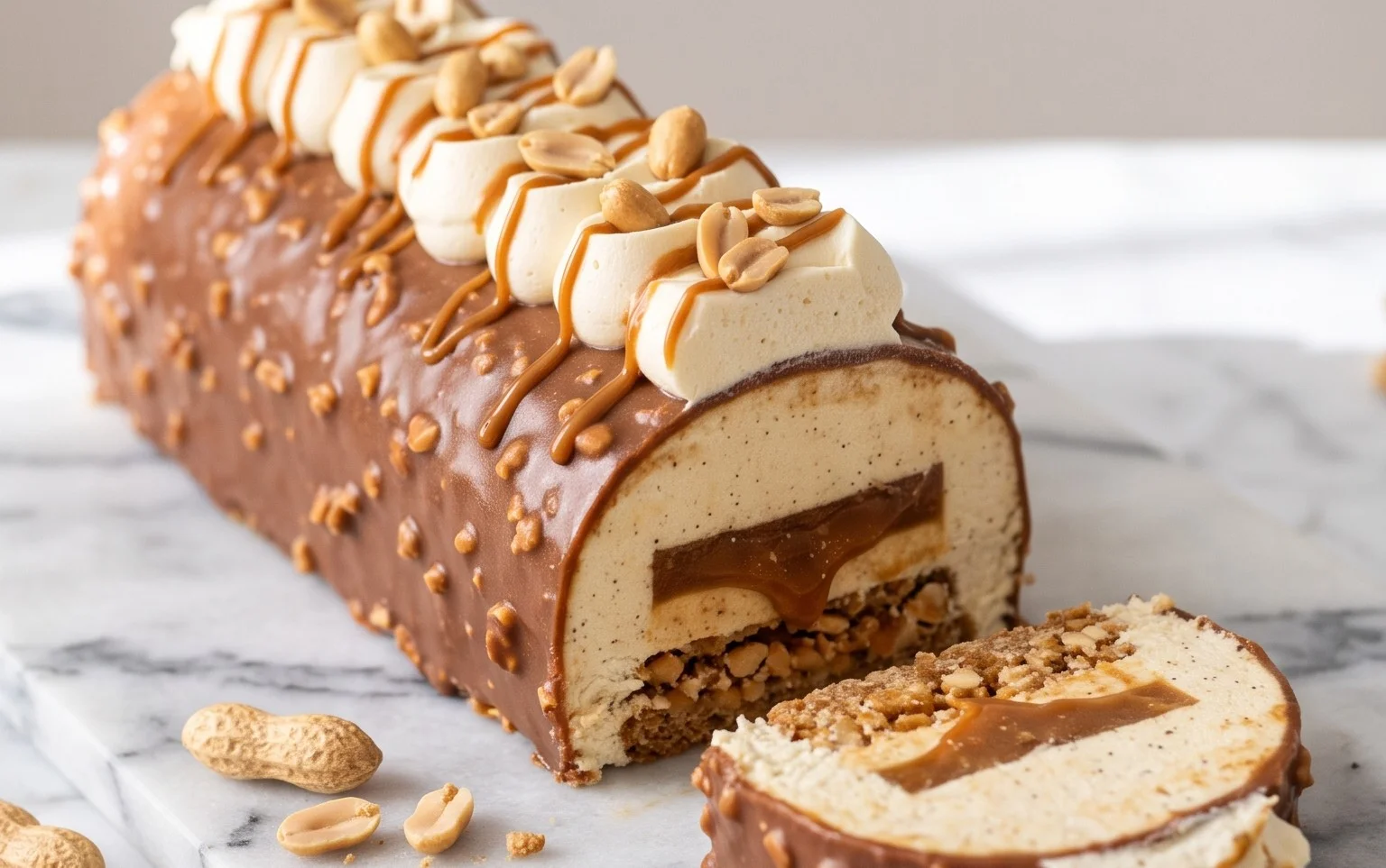 Bûche Cacahuète Caramel Vanille : Recette Facile