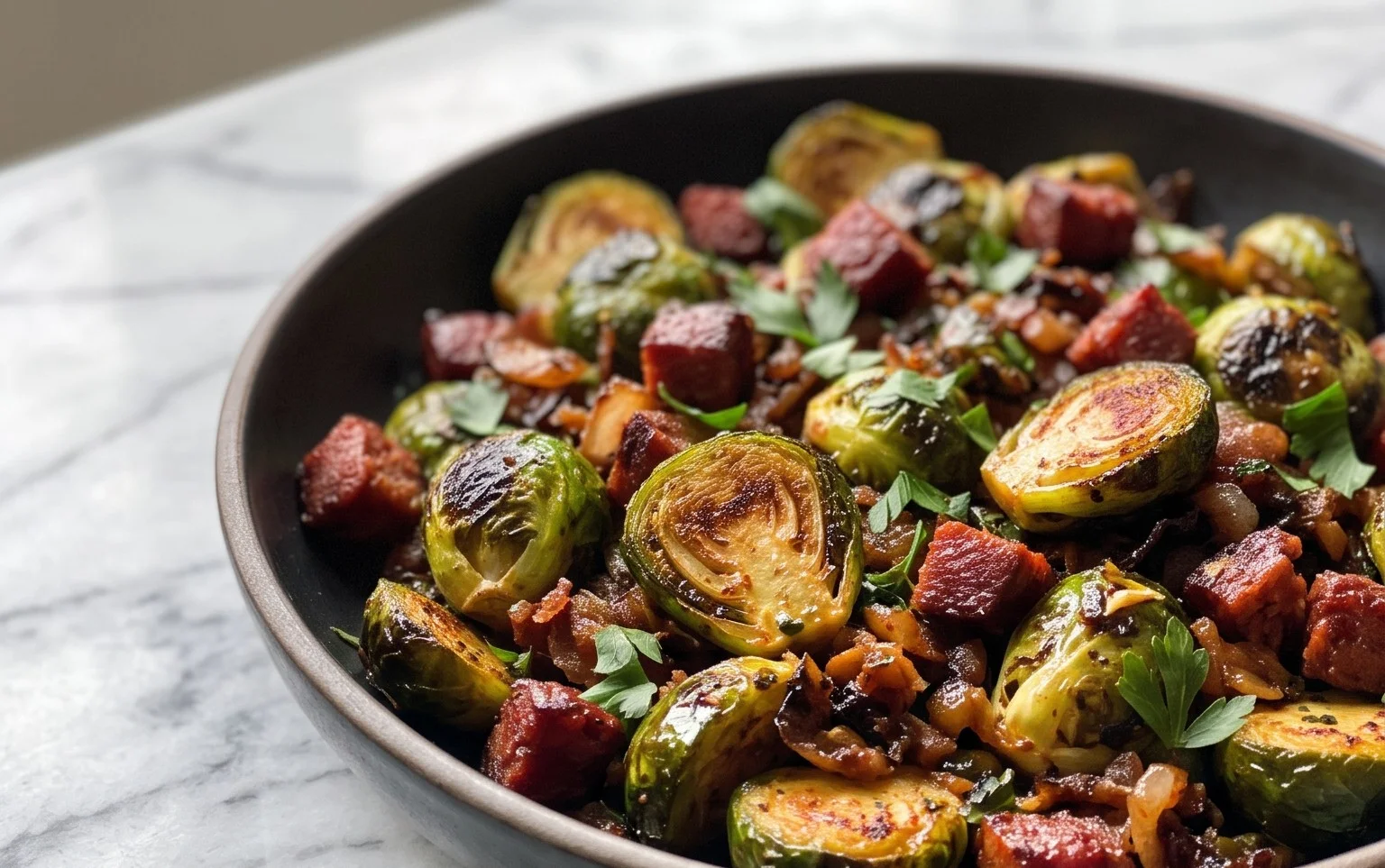 Choux de Bruxelles au Beef Chorizo: Recette Rapide