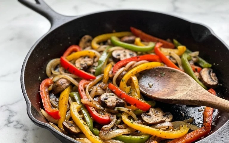Poivrons Champignons Oignons Sautés : Recette Facile