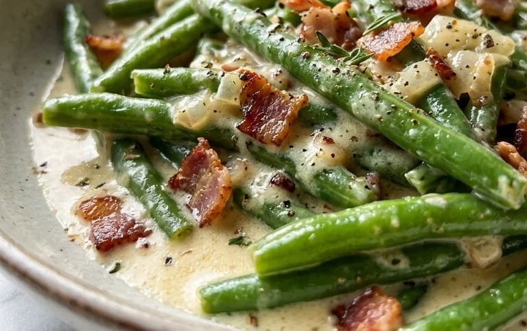 Oma's German-Style Creamy Green Beans (Grüne Bohnen)