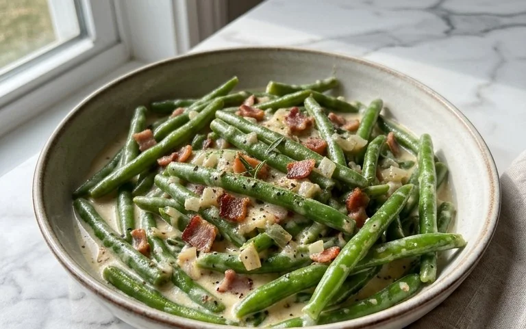 Oma's German-Style Creamy Green Beans (Grüne Bohnen)