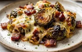 Beef Bacon Brussels Sprouts Gratin